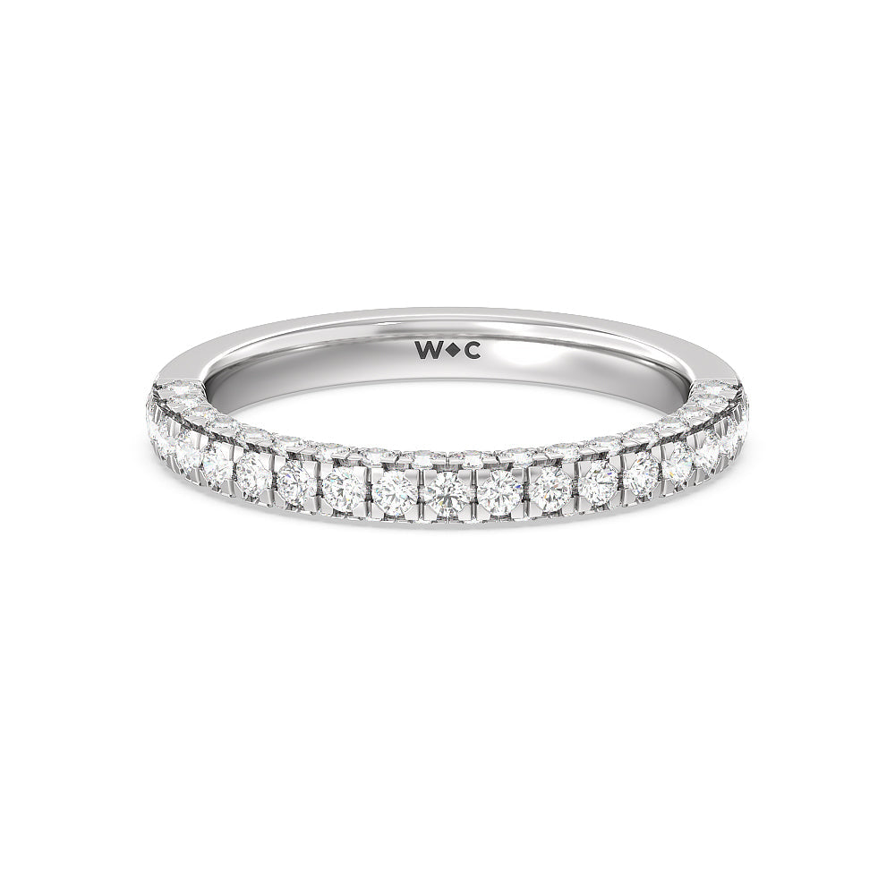 Aura Hidden Accent Solitaire Diamond Wedding Band with Platinum Cut Diamond in 14KT Platinum view 1
