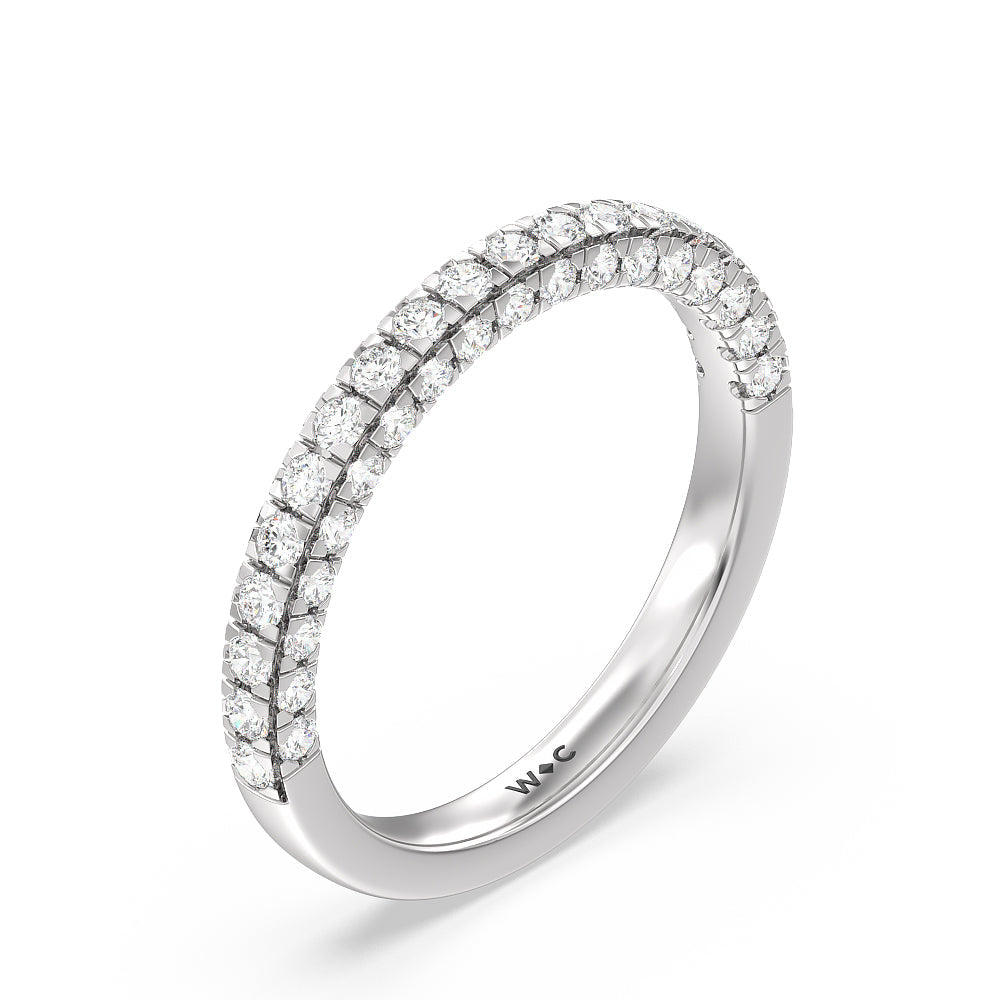 Aura Hidden Accent Solitaire Diamond Wedding Band with Platinum Cut Diamond in 14KT Platinum view 4
