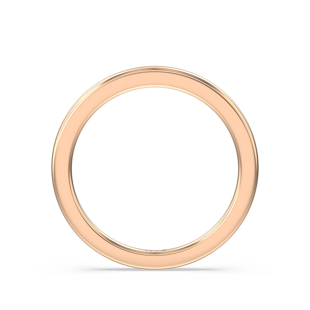 Aura Hidden Accent Solitaire Wedding Band with 18KT Rose Gold Cut Diamond in 14KT Rose Gold view 2
