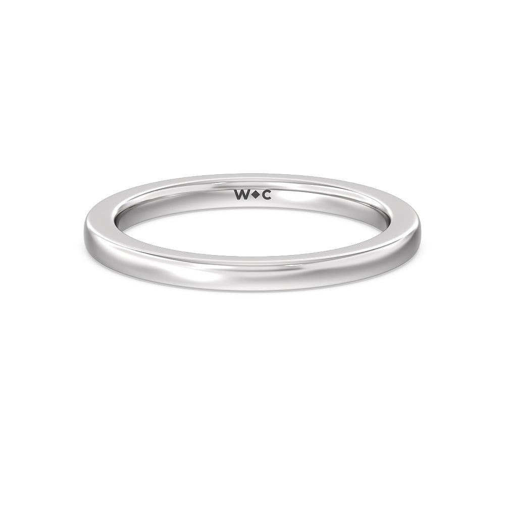Aura Hidden Accent Solitaire Wedding Band with Platinum Cut Diamond in 14KT Platinum view 1
