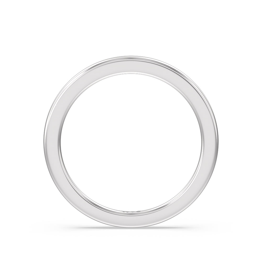 Aura Hidden Accent Solitaire Wedding Band with Platinum Cut Diamond in 14KT Platinum view 2
