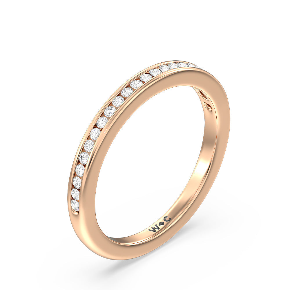 Channel Set Kite Basket Cathedral Solitaire Diamond Wedding Band with 18KT Rose Gold Cut Diamond in 14KT Rose Gold view 4
