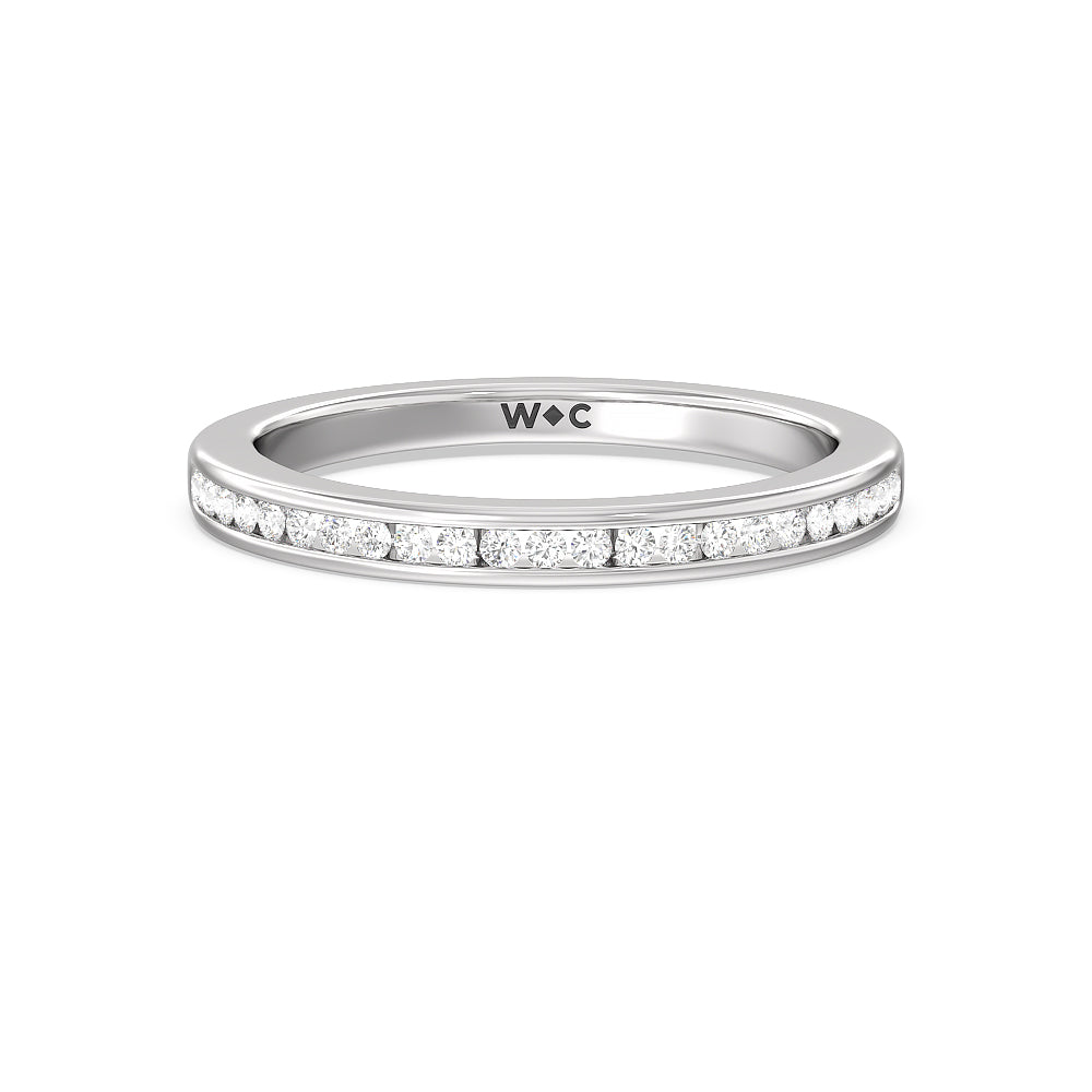 Channel Set Kite Basket Cathedral Solitaire Diamond Wedding Band with Platinum Cut Diamond in 14KT Platinum view 1
