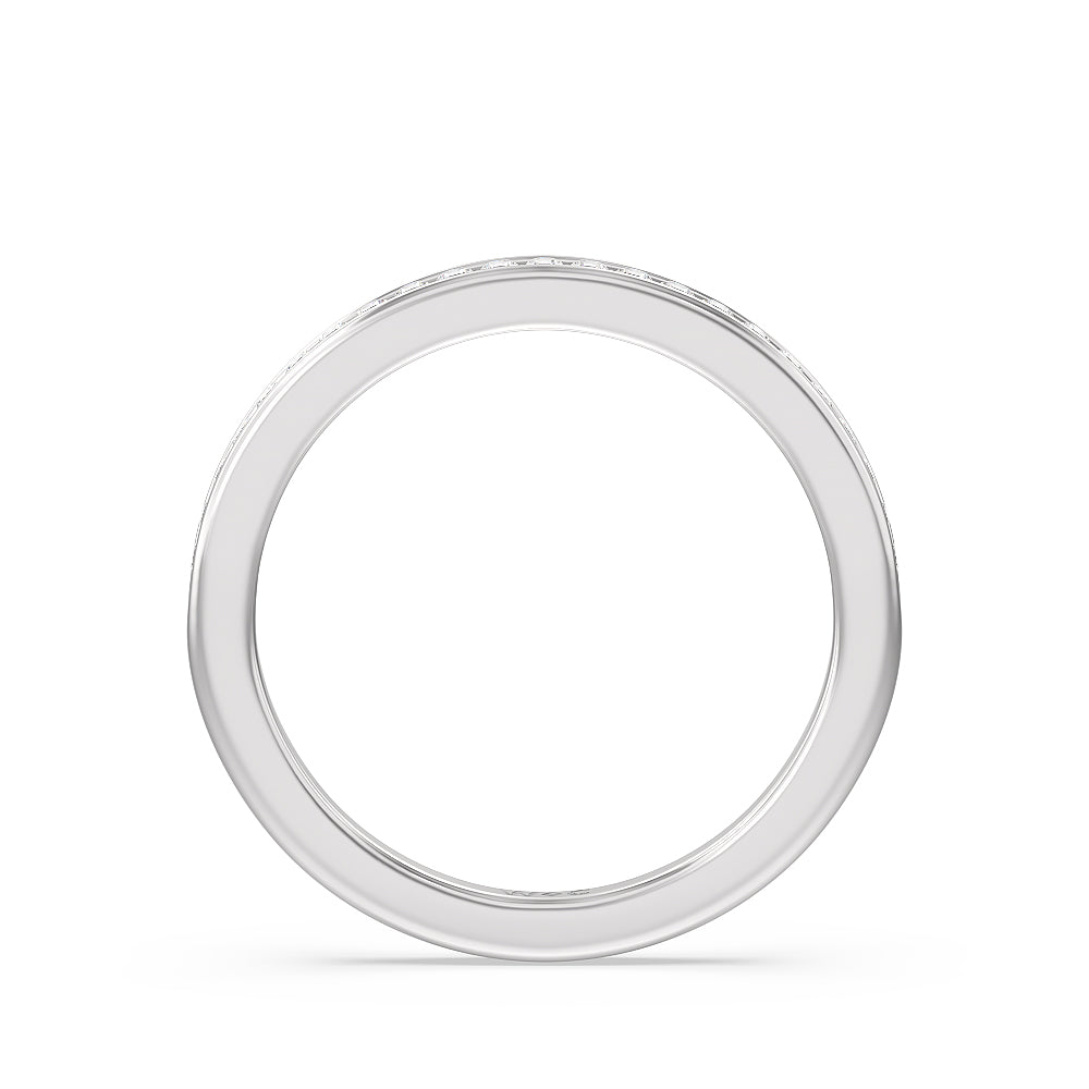 Channel Set Kite Basket Cathedral Solitaire Diamond Wedding Band with Platinum Cut Diamond in 14KT Platinum view 2
