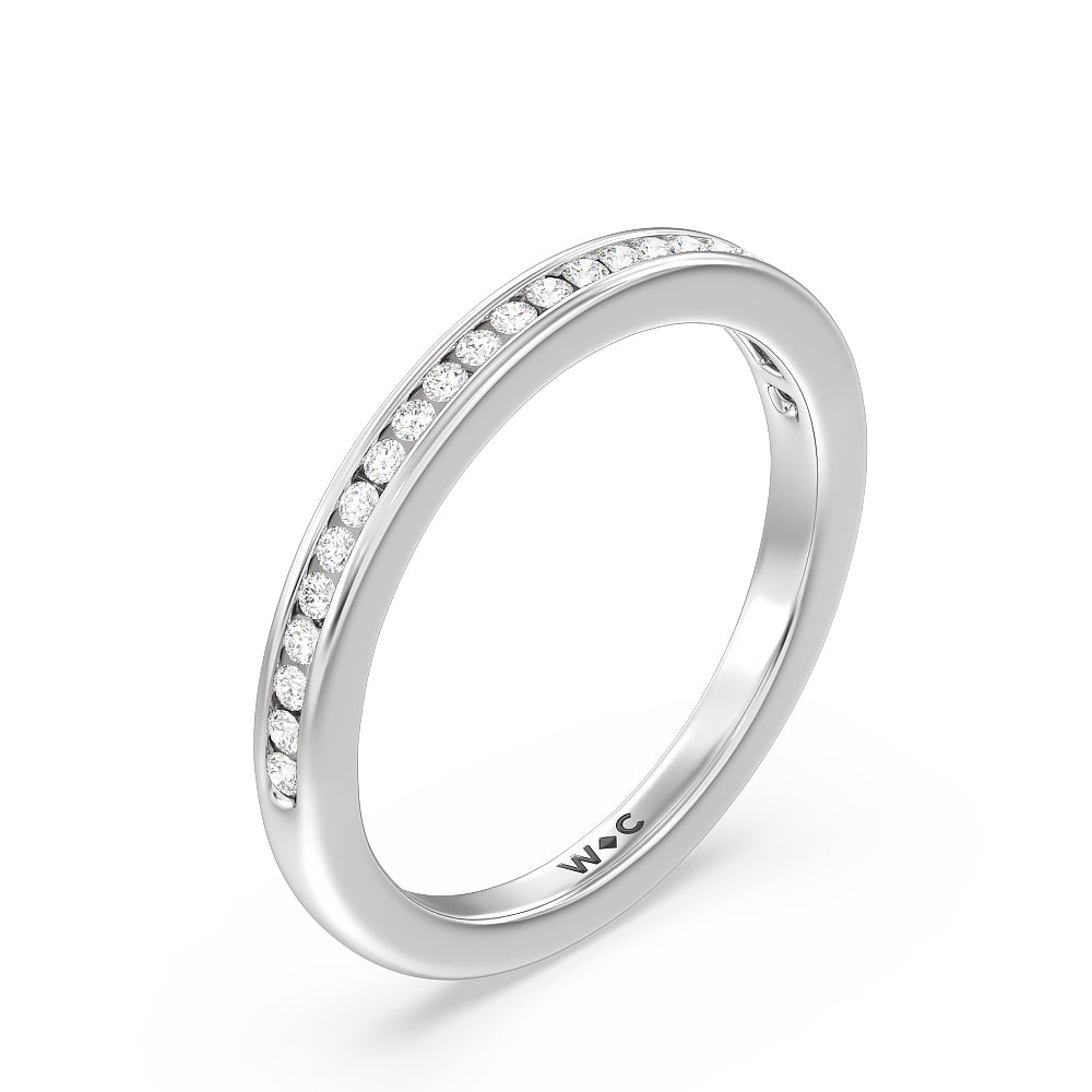 Channel Set Kite Basket Cathedral Solitaire Diamond Wedding Band with Platinum Cut Diamond in 14KT Platinum view 4
