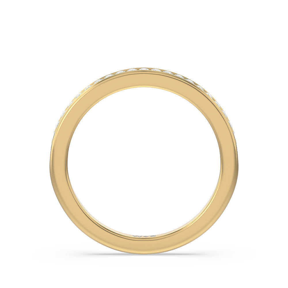 Channel Set Kite Basket Cathedral Solitaire Diamond Wedding Band with 18KT Yellow Gold Cut Diamond in 14KT Yellow Gold view 2
