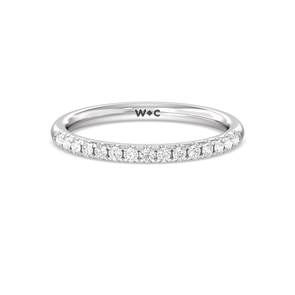 Classic Four Prong Petite Comfort Fit Solitaire Diamond Wedding Band with Platinum Cut Diamond in 14KT Platinum view 1
