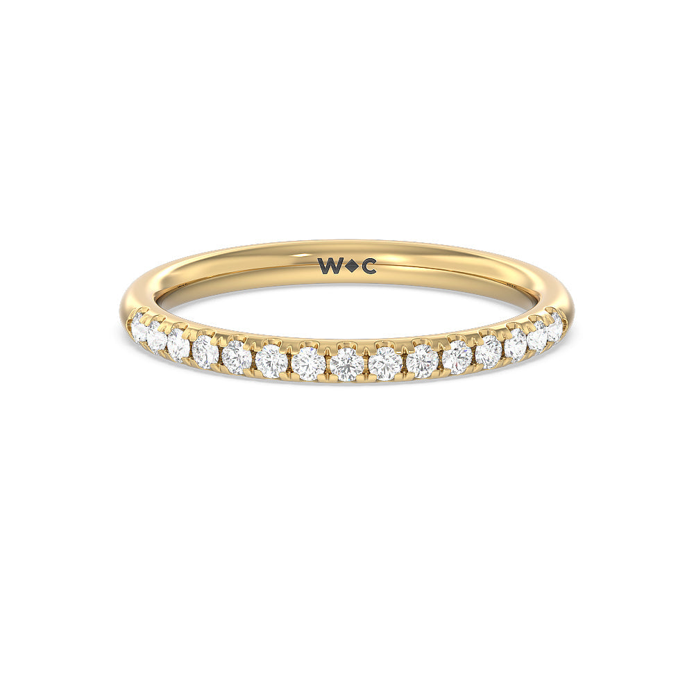 Classic Four Prong Petite Comfort Fit Solitaire Diamond Wedding Band with 18KT Yellow Gold Cut Diamond in 14KT Yellow Gold view 1
