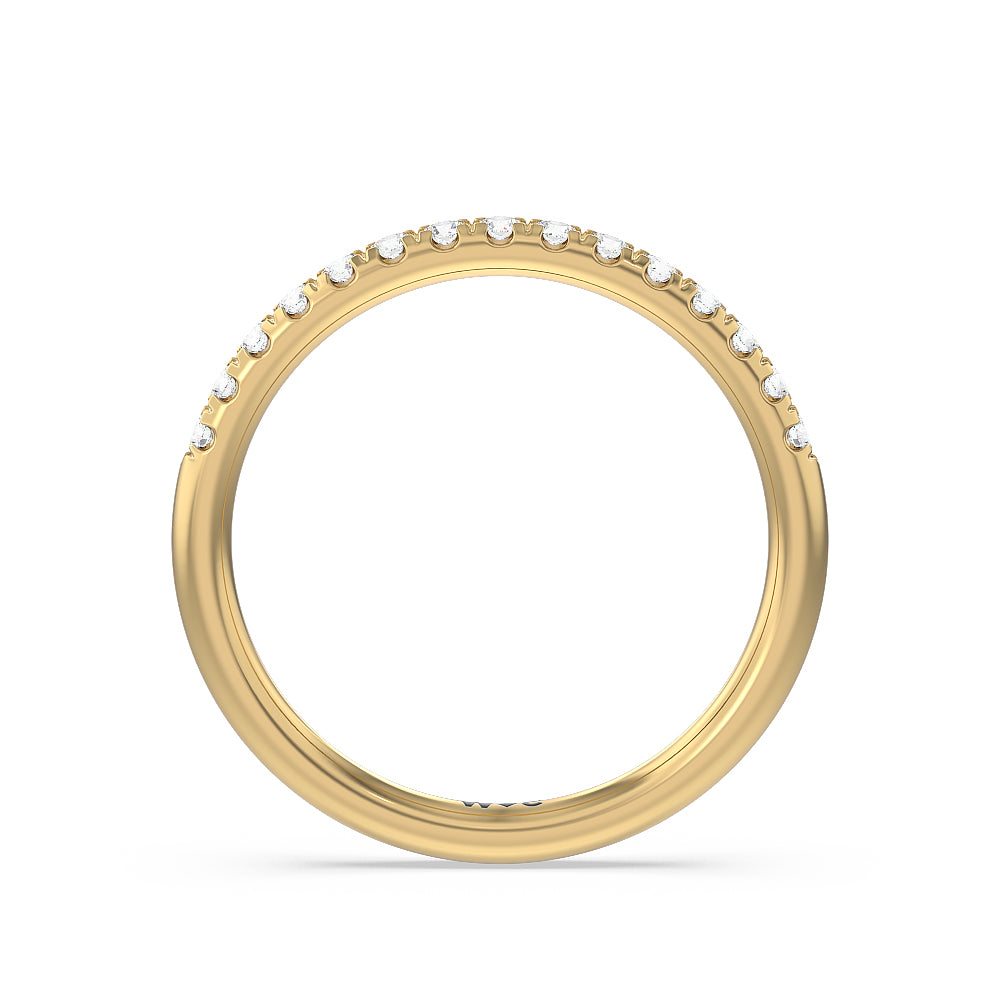 Classic Four Prong Petite Comfort Fit Solitaire Diamond Wedding Band with 18KT Yellow Gold Cut Diamond in 14KT Yellow Gold view 2
