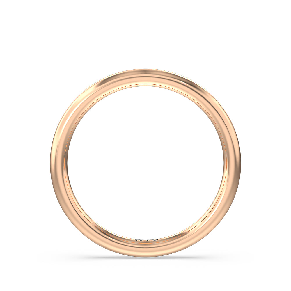 Classic Four Prong Petite Comfort Fit Solitaire Wedding Band with 18KT Rose Gold Cut Diamond in 14KT Rose Gold view 2
