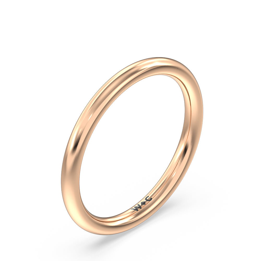 Classic Four Prong Petite Comfort Fit Solitaire Wedding Band with 18KT Rose Gold Cut Diamond in 14KT Rose Gold view 4
