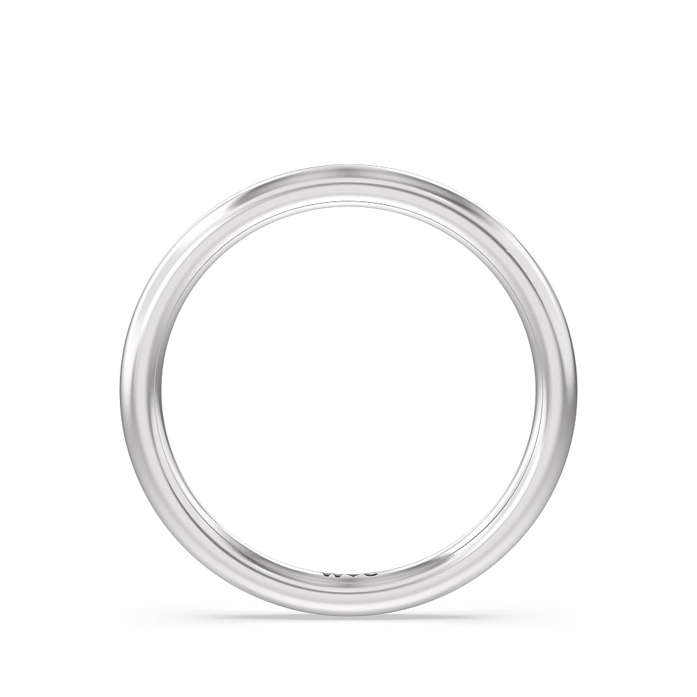 Classic Four Prong Petite Comfort Fit Solitaire Wedding Band with Platinum Cut Diamond in 14KT Platinum view 2

