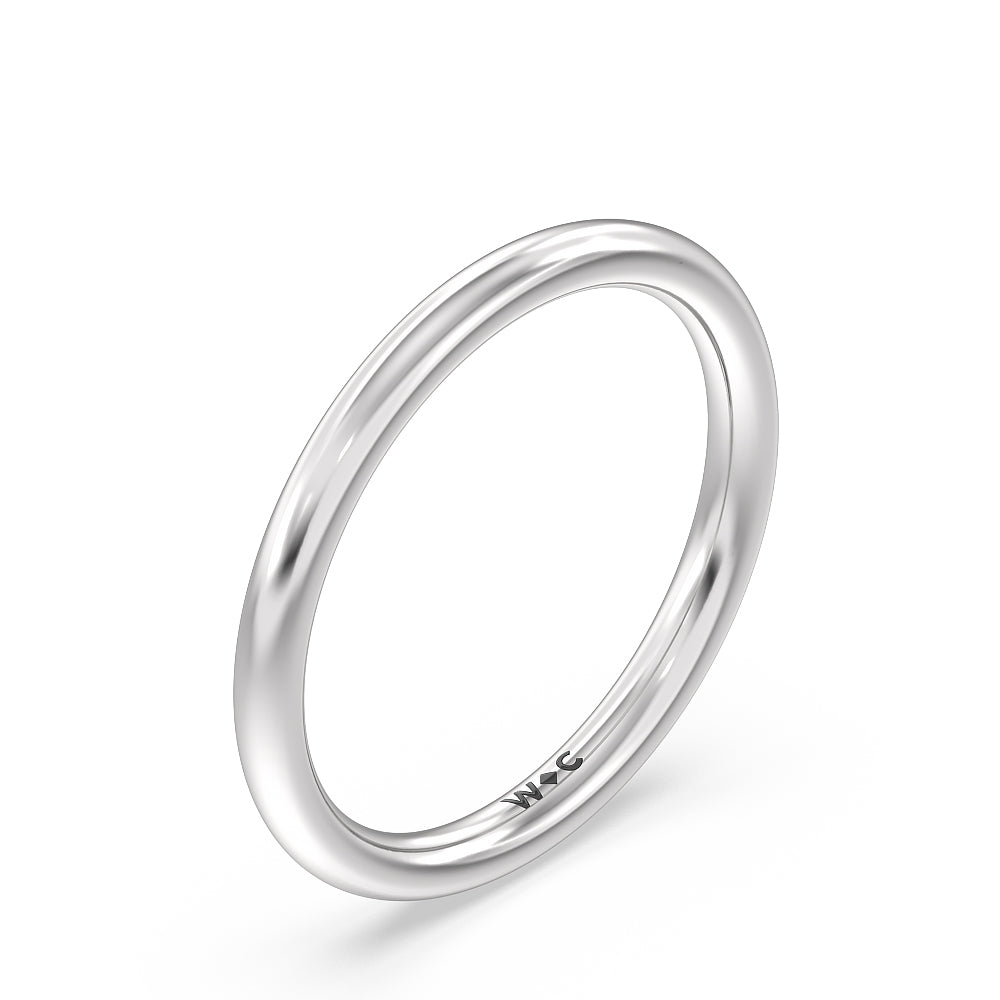 Classic Four Prong Petite Comfort Fit Solitaire Wedding Band with Platinum Cut Diamond in 14KT Platinum view 4
