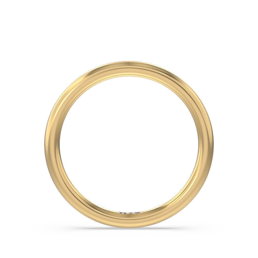 Classic Four Prong Petite Comfort Fit Solitaire Wedding Band with 18KT Yellow Gold Cut Diamond in 14KT Yellow Gold view 2
