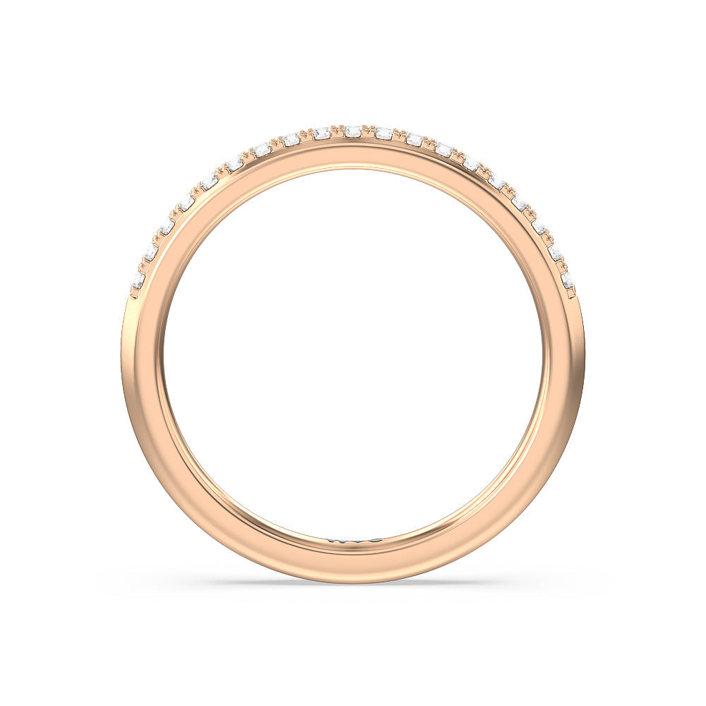 Knife Edge Shank Studded Kite Basket Solitaire Diamond Wedding Band with 18KT Rose Gold Cut Diamond in 14KT Rose Gold view 2
