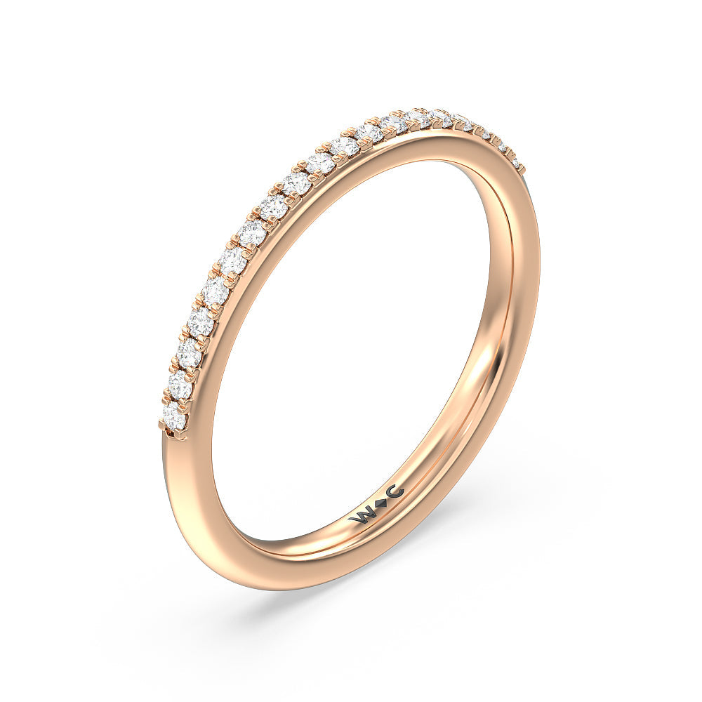 Knife Edge Shank Studded Kite Basket Solitaire Diamond Wedding Band with 18KT Rose Gold Cut Diamond in 14KT Rose Gold view 4
