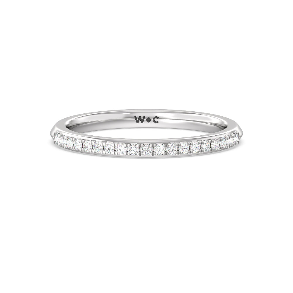 Knife Edge Shank Studded Kite Basket Solitaire Diamond Wedding Band with Platinum Cut Diamond in 14KT Platinum view 1
