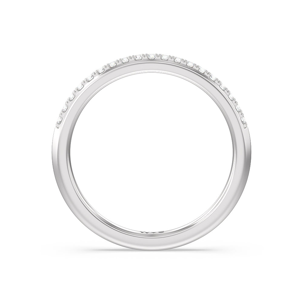 Knife Edge Shank Studded Kite Basket Solitaire Diamond Wedding Band with Platinum Cut Diamond in 14KT Platinum view 2
