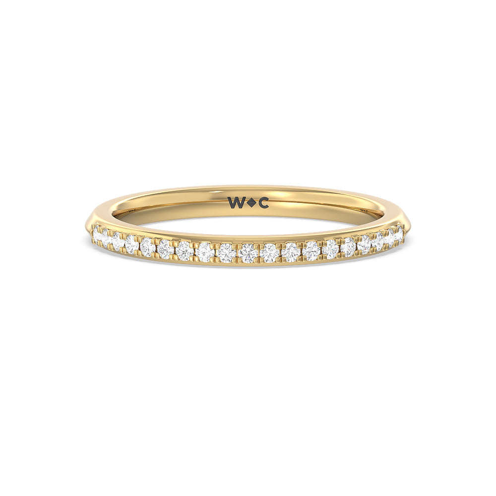 Knife Edge Shank Studded Kite Basket Solitaire Diamond Wedding Band with 18KT Yellow Gold Cut Diamond in 14KT Yellow Gold view 1
