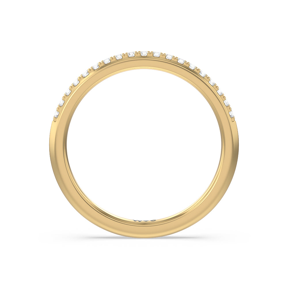 Knife Edge Shank Studded Kite Basket Solitaire Diamond Wedding Band with 18KT Yellow Gold Cut Diamond in 14KT Yellow Gold view 2
