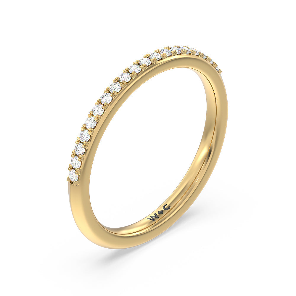 Knife Edge Shank Studded Kite Basket Solitaire Diamond Wedding Band with 18KT Yellow Gold Cut Diamond in 14KT Yellow Gold view 4
