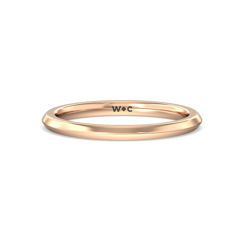 Knife Edge Shank Studded Kite Basket Solitaire Wedding Band with 18KT Rose Gold Cut Diamond in 14KT Rose Gold view 1
