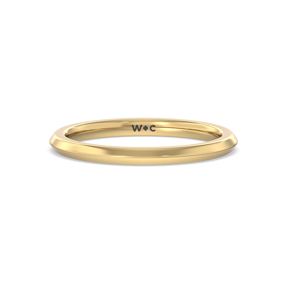 Knife Edge Shank Studded Kite Basket Solitaire Wedding Band with 18KT Yellow Gold Cut Diamond in 14KT Yellow Gold view 1
