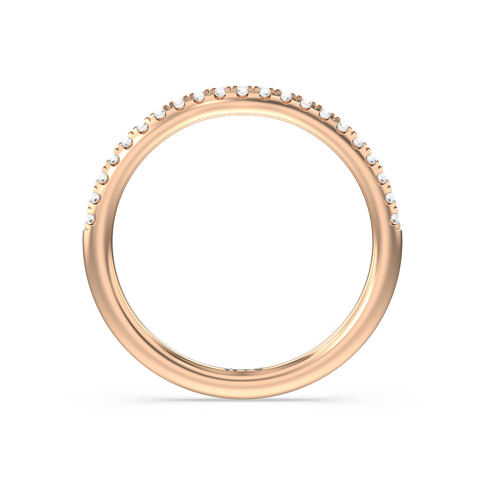 Delicate Pinched Cathedral Solitaire Diamond Wedding Band with 18KT Rose Gold Cut Diamond in 14KT Rose Gold view 2
