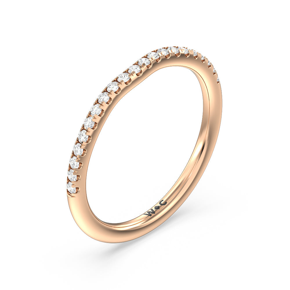 Delicate Pinched Cathedral Solitaire Diamond Wedding Band with 18KT Rose Gold Cut Diamond in 14KT Rose Gold view 4
