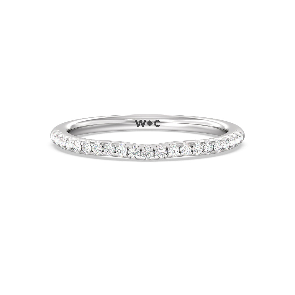Delicate Pinched Cathedral Solitaire Diamond Wedding Band