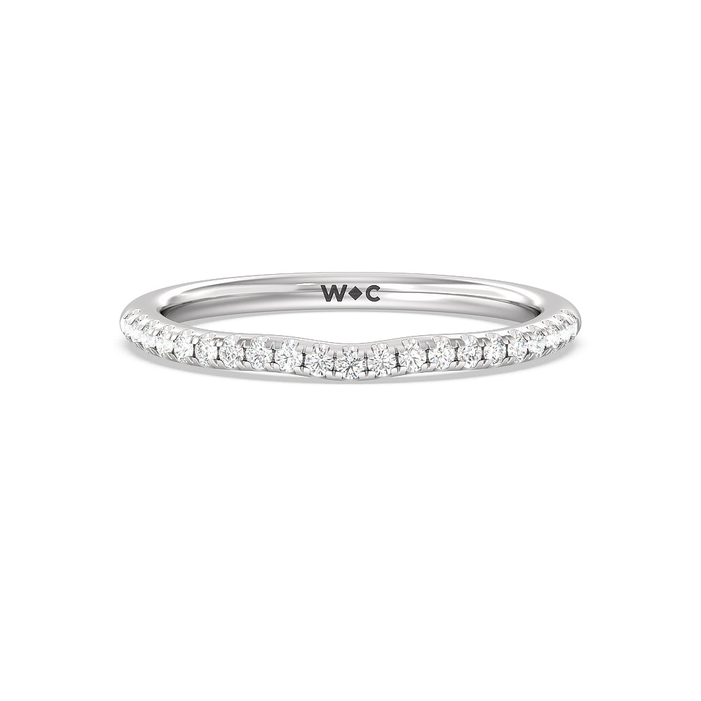 Delicate Pinched Cathedral Solitaire Diamond Wedding Band with Platinum Cut Diamond in 14KT Platinum view 1
