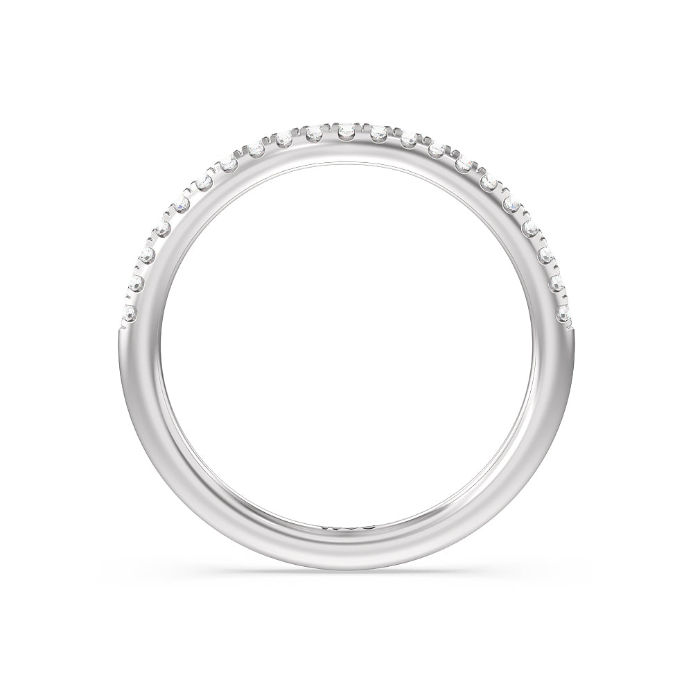 Delicate Pinched Cathedral Solitaire Diamond Wedding Band with Platinum Cut Diamond in 14KT Platinum view 2
