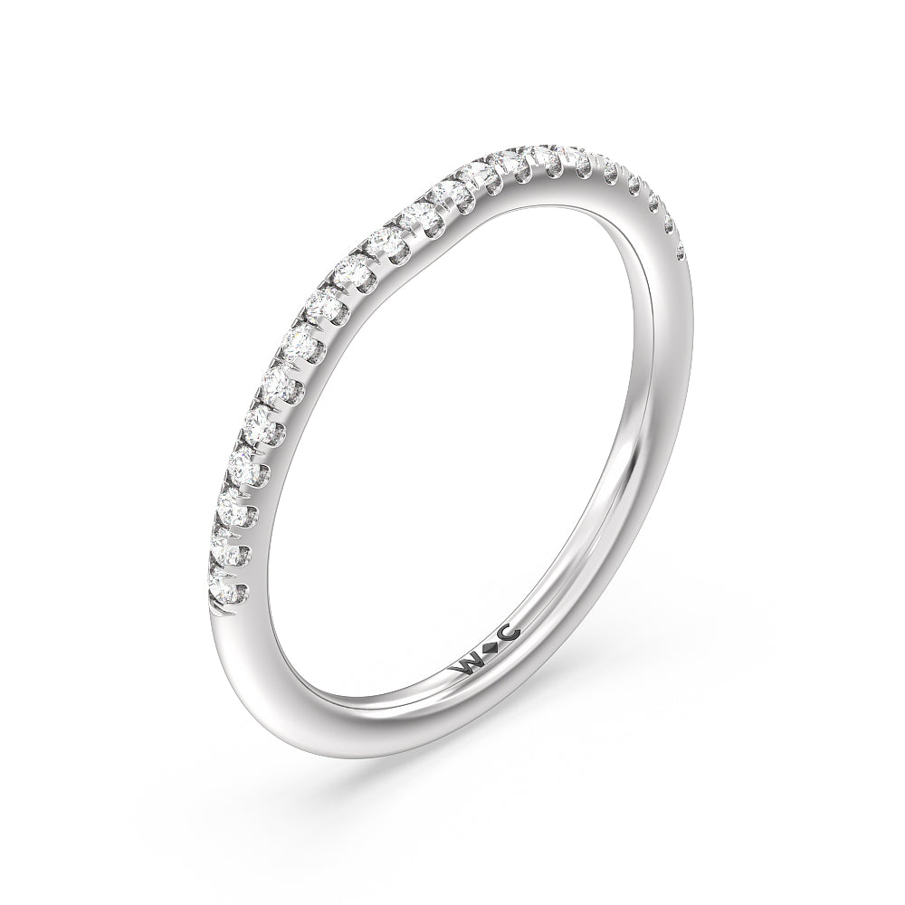 Delicate Pinched Cathedral Solitaire Diamond Wedding Band with Platinum Cut Diamond in 14KT Platinum view 4
