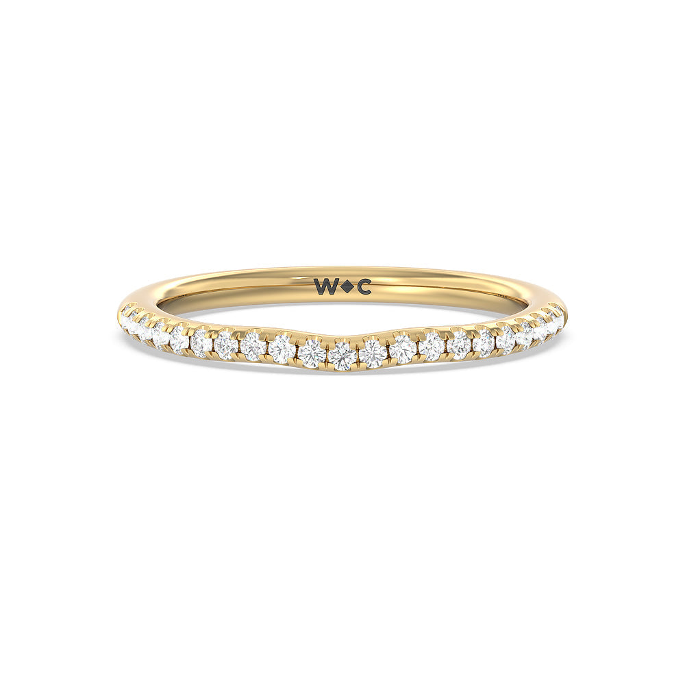 Delicate Pinched Cathedral Solitaire Diamond Wedding Band with 18KT Yellow Gold Cut Diamond in 14KT Yellow Gold view 1
