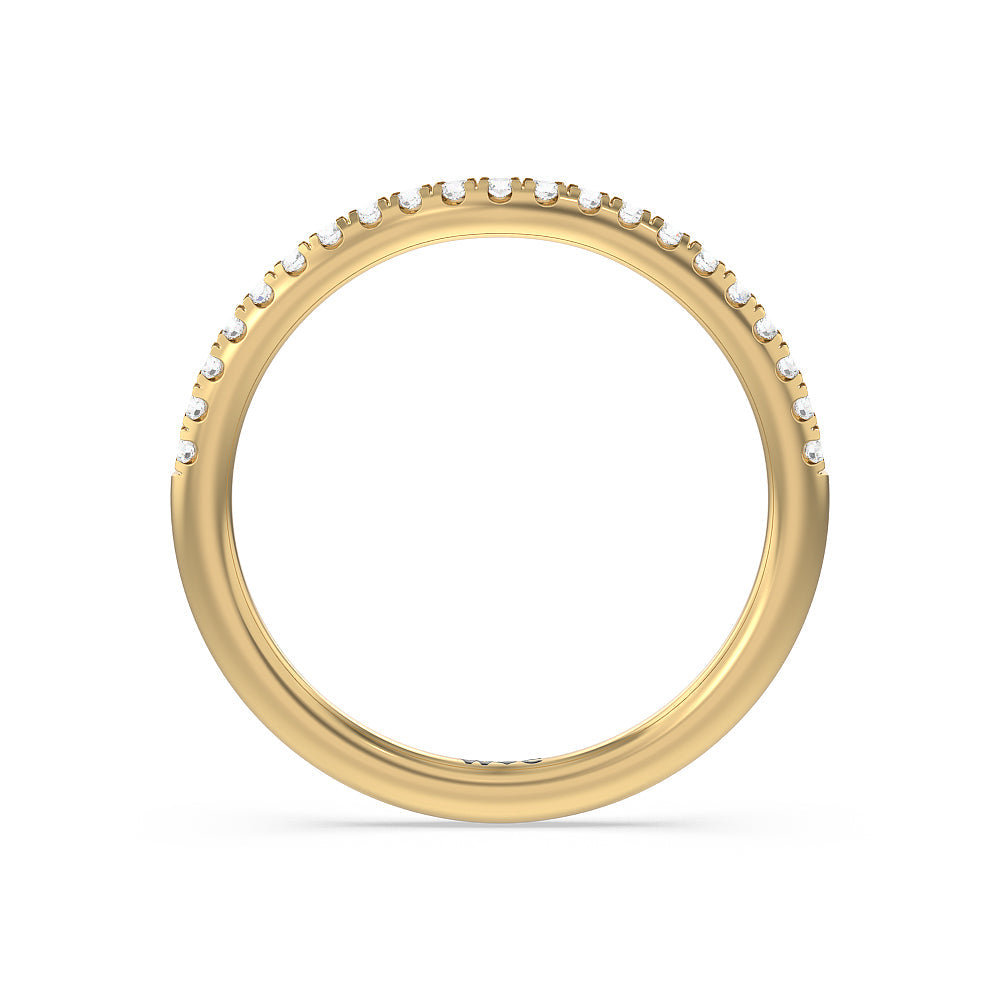 Delicate Pinched Cathedral Solitaire Diamond Wedding Band with 18KT Yellow Gold Cut Diamond in 14KT Yellow Gold view 2
