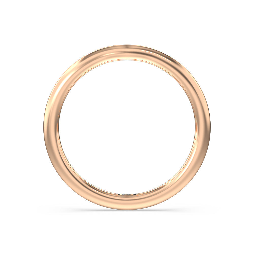Delicate Pinched Cathedral Solitaire Wedding Band with 18KT Rose Gold Cut Diamond in 14KT Rose Gold view 2
