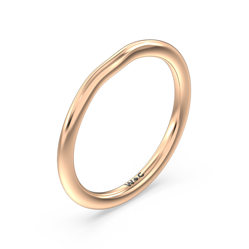 Delicate Pinched Cathedral Solitaire Wedding Band with 18KT Rose Gold Cut Diamond in 14KT Rose Gold view 4
