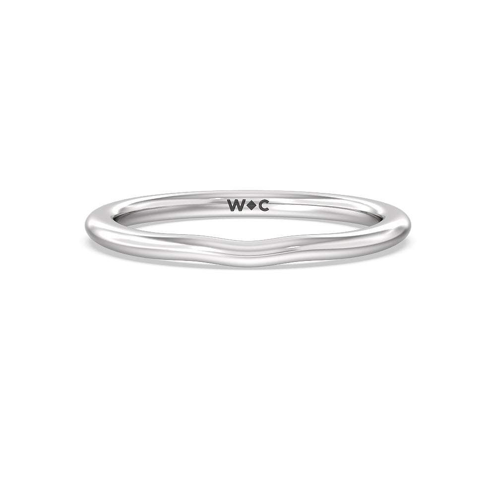 Delicate Pinched Cathedral Solitaire Wedding Band with Platinum Cut Diamond in 14KT Platinum view 1
