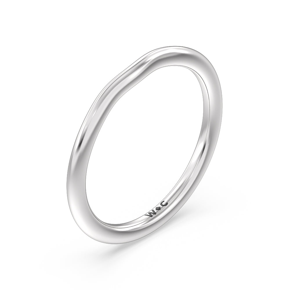 Delicate Pinched Cathedral Solitaire Wedding Band with Platinum Cut Diamond in 14KT Platinum view 4

