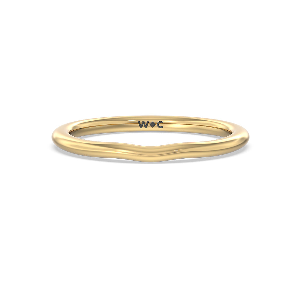 Delicate Pinched Cathedral Solitaire Wedding Band with 18KT Yellow Gold Cut Diamond in 14KT Yellow Gold view 1
