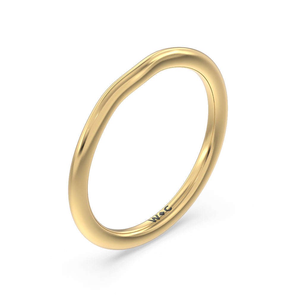 Delicate Pinched Cathedral Solitaire Wedding Band with 18KT Yellow Gold Cut Diamond in 14KT Yellow Gold view 4
