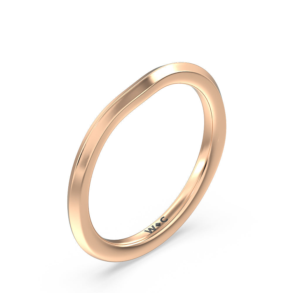 Petite Knife Edge Solitaire Wedding Band with 18KT Rose Gold Cut Diamond in 14KT Rose Gold view 4
