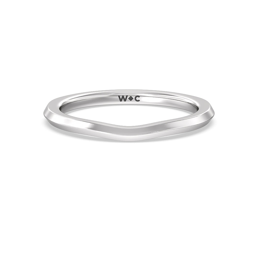 Petite Knife Edge Solitaire Wedding Band with Platinum Cut Diamond in 14KT Platinum view 1
