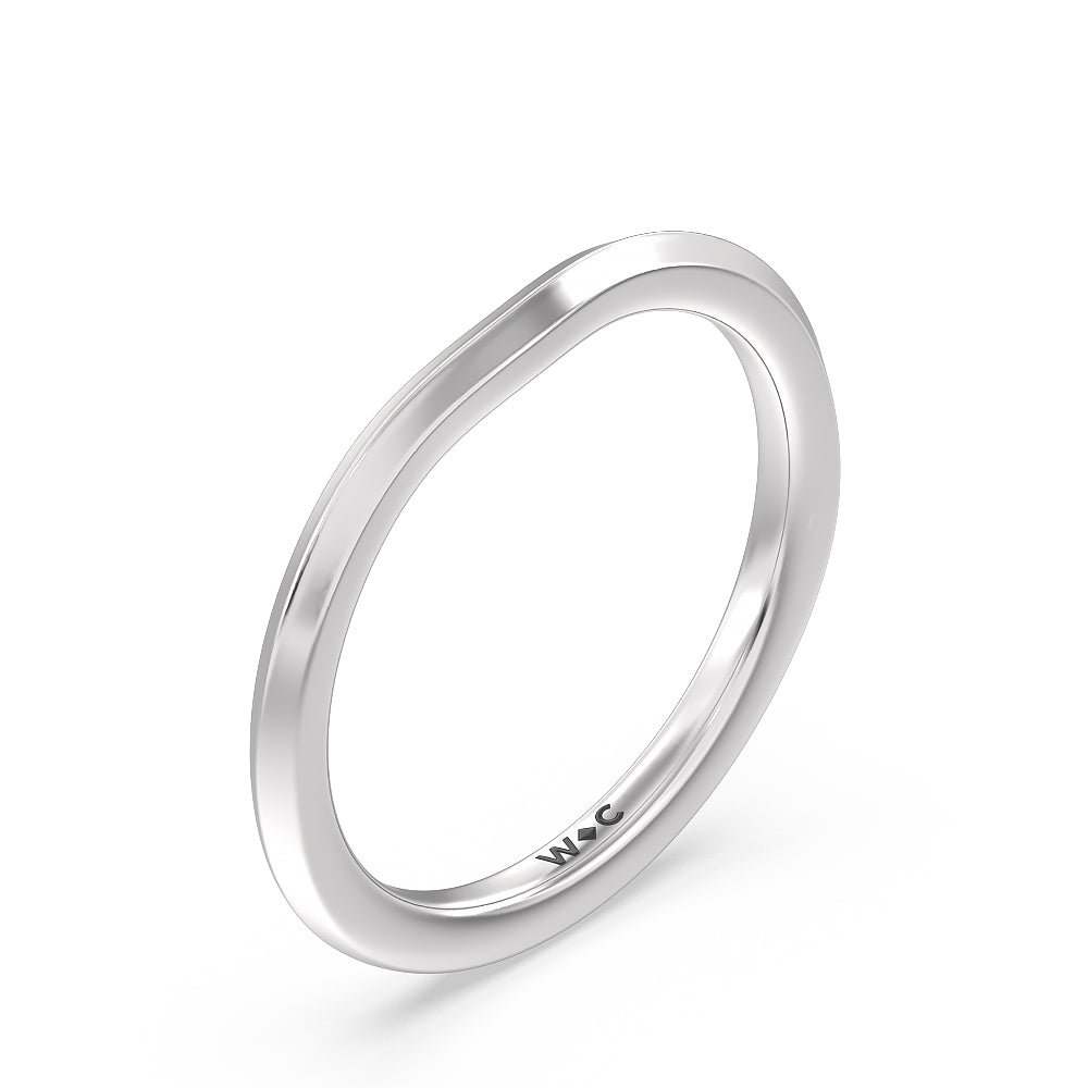 Petite Knife Edge Solitaire Wedding Band with Platinum Cut Diamond in 14KT Platinum view 4
