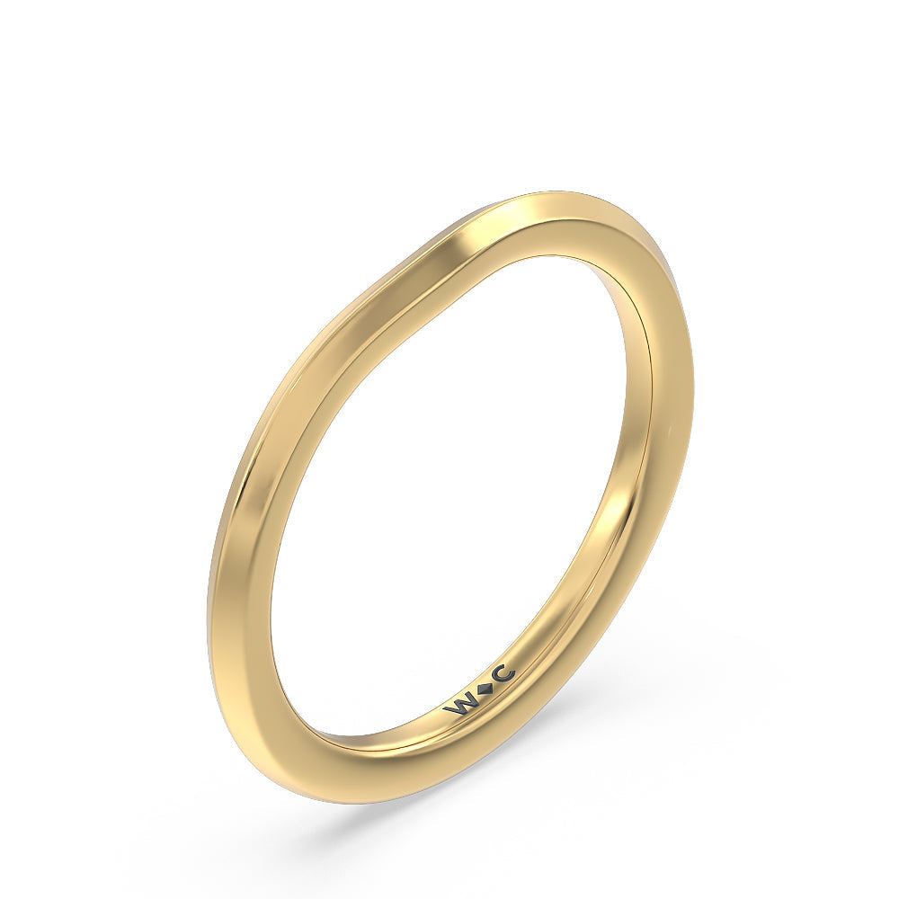 Petite Knife Edge Solitaire Wedding Band with 18KT Yellow Gold Cut Diamond in 14KT Yellow Gold view 4
