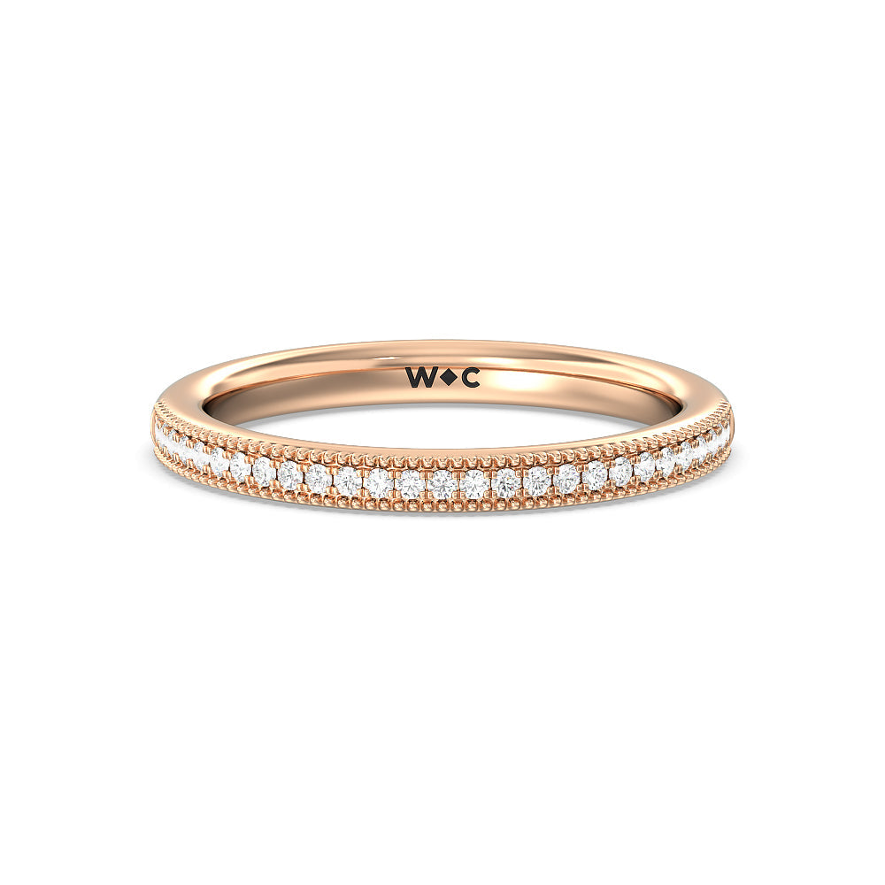 Kite Basket Four Prong Solitaire Diamond Wedding Band with 18KT Rose Gold Cut Diamond in 14KT Rose Gold view 1
