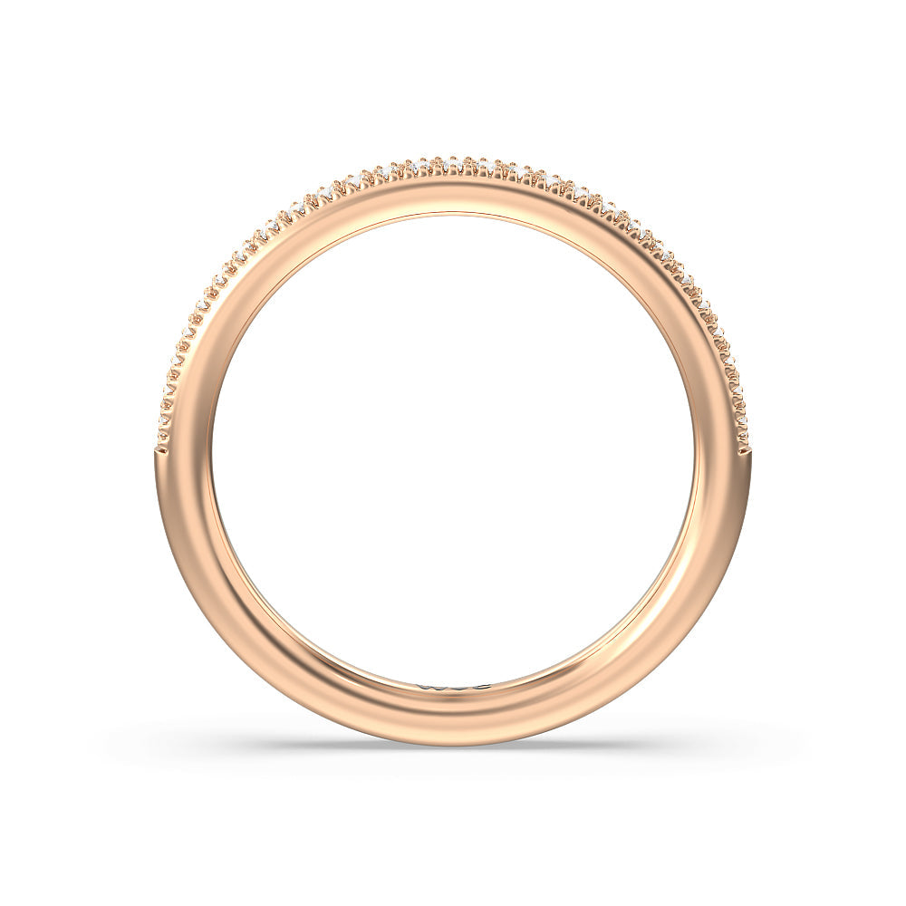 Kite Basket Four Prong Solitaire Diamond Wedding Band with 18KT Rose Gold Cut Diamond in 14KT Rose Gold view 2
