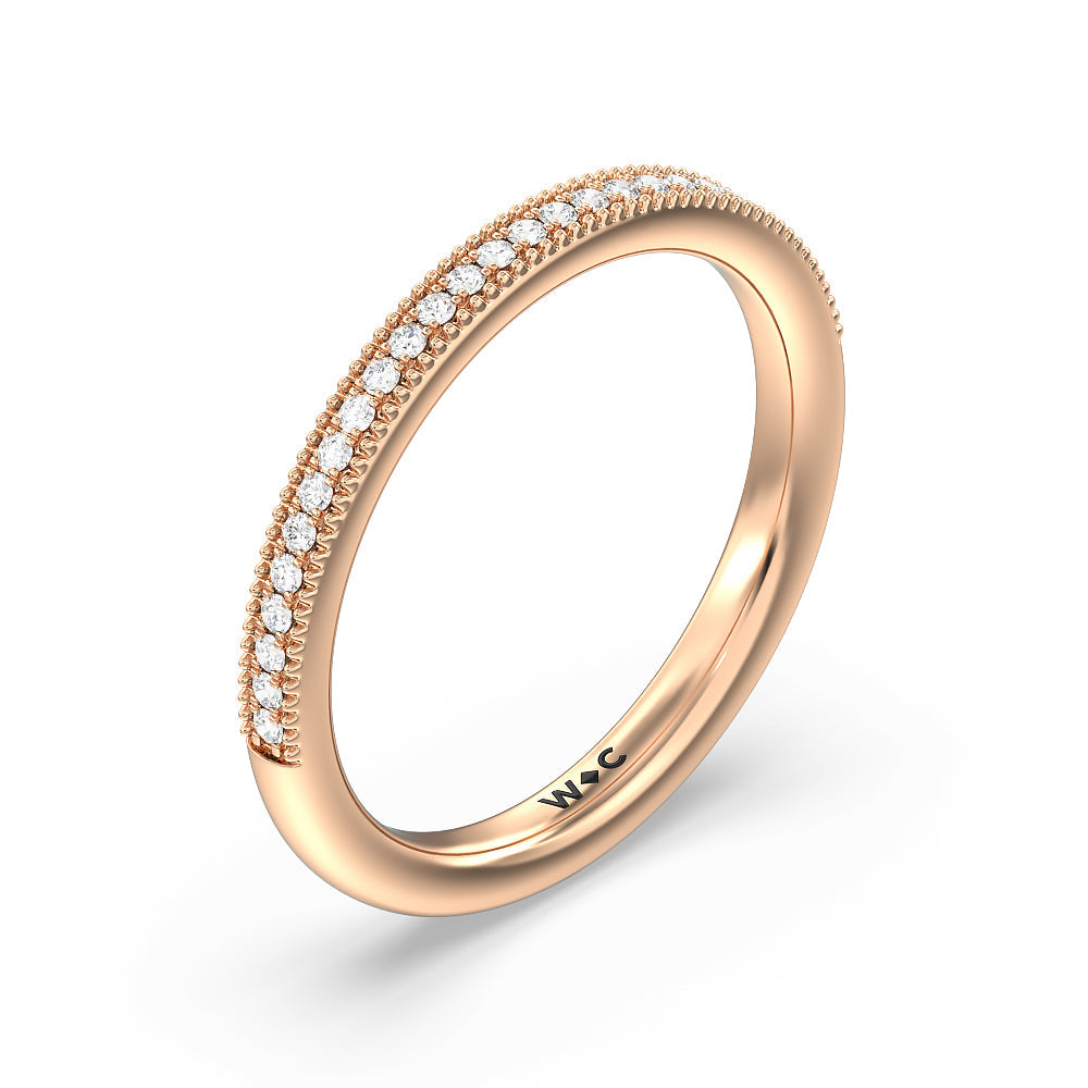 Kite Basket Four Prong Solitaire Diamond Wedding Band with 18KT Rose Gold Cut Diamond in 14KT Rose Gold view 4
