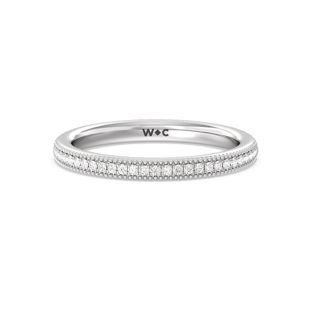 Kite Basket Four Prong Solitaire Diamond Wedding Band with Platinum Cut Diamond in 14KT Platinum view 1
