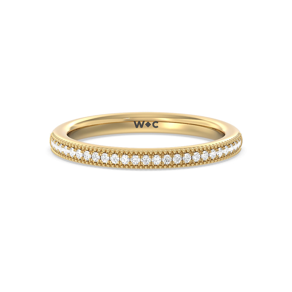 Kite Basket Four Prong Solitaire Diamond Wedding Band with 18KT Yellow Gold Cut Diamond in 14KT Yellow Gold view 1
